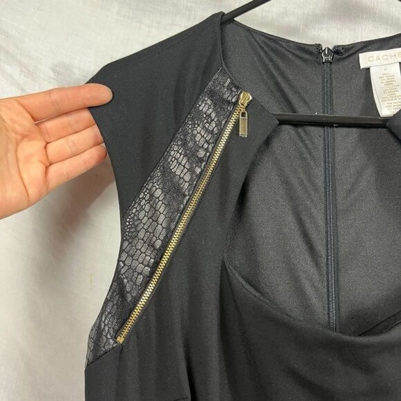 Cache Y2K Bodycon Dress Womens 14 Snakeskin Zipper Edge Curvy Punk Going Out - Picture 2 of 15